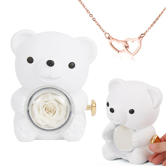 Eternal Bloom: The Bear's Secret Rose Necklace