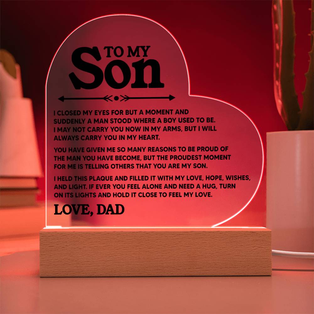 To My Son - Love Dad - Heart Acrylic (ALMOST SOLD OUT)